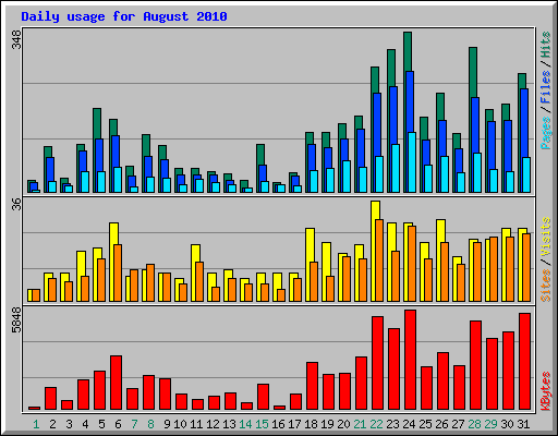 Daily usage for August 2010