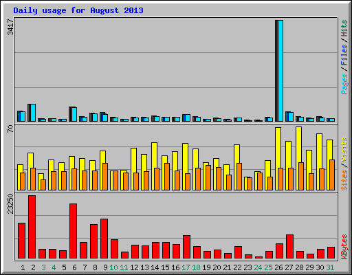 Daily usage for August 2013