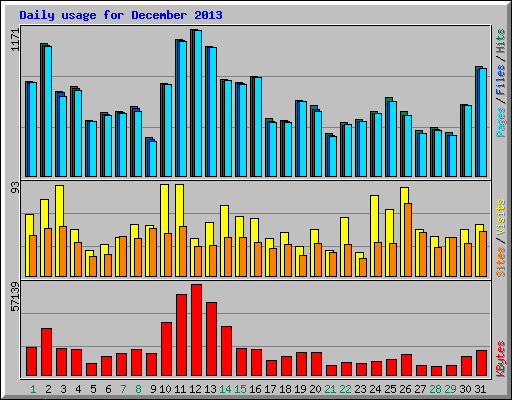 Daily usage for December 2013