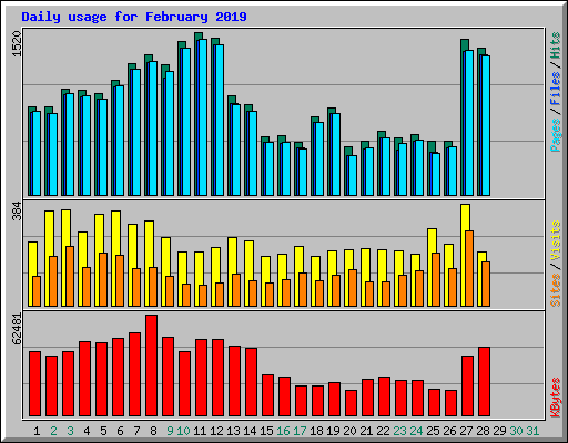 Daily usage for February 2019