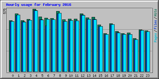 Hourly usage for February 2016